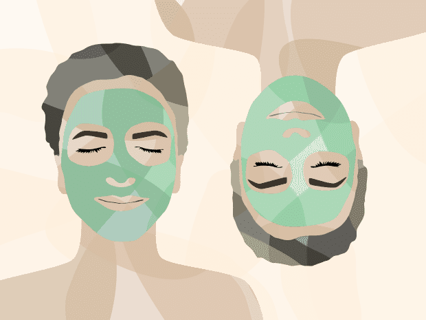 Illustration of two people wearing face masks