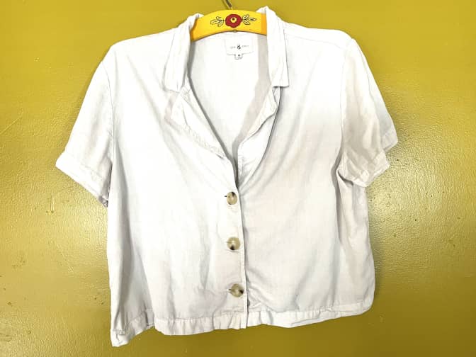 a cotton blouse after Wrinkle Releaser has been used on it.