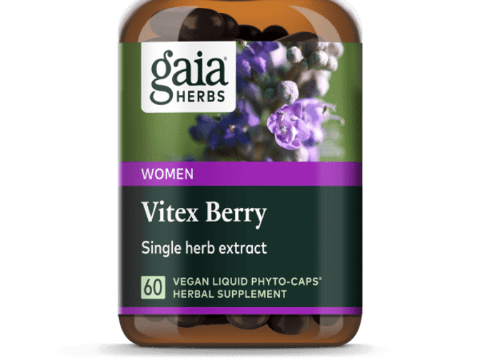 Image of Gaia Herbs Vitex Berry label and bottle