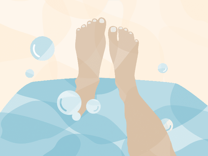 Illustration of person's feet sticking out of bath