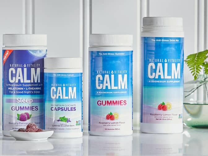 Photo of four varieties of Calm gummies