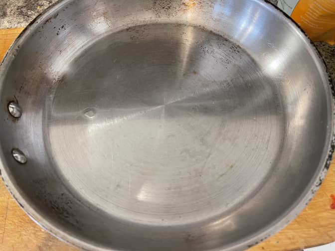 Image of a clean stainless steel pan