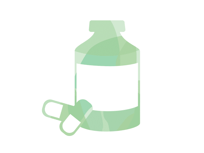 Green pill bottle illustration