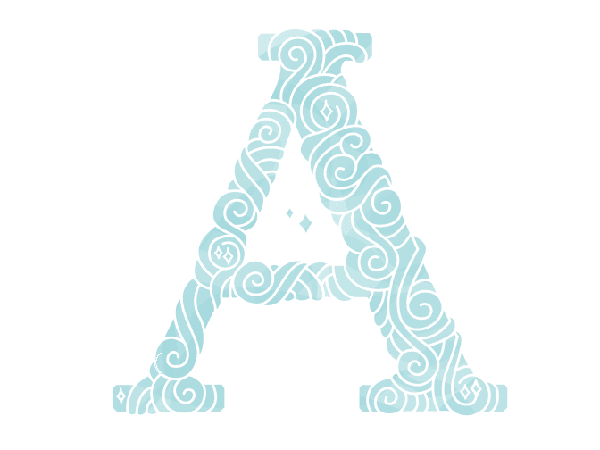 Illustration of blue letter "A"