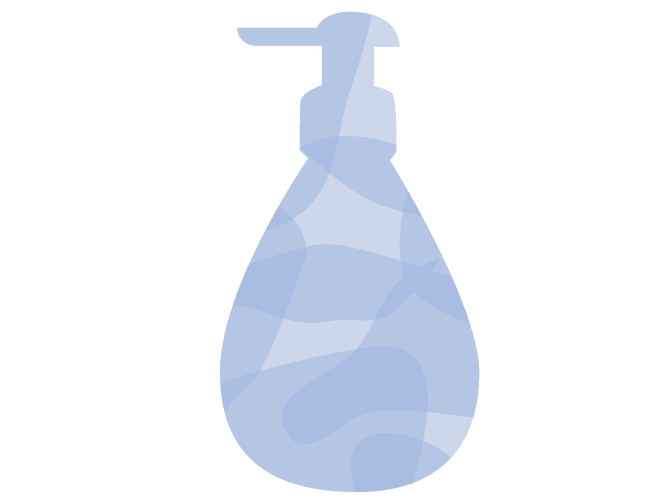 Illustration of blue bottle with pump