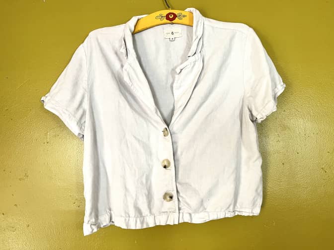 a cotton blouse before Wrinkle Releaser was used on it