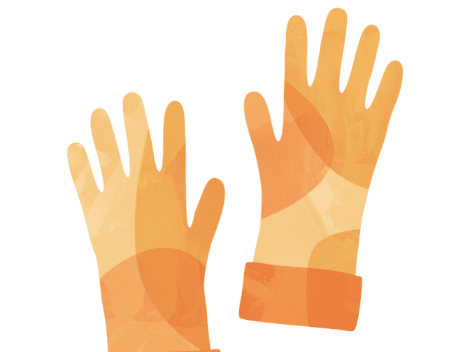 Orange cleaning gloves illustration