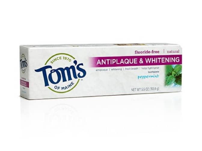 tom's antiplaque & whitening toothpaste box