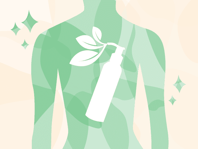 Body illustration with pump bottle 