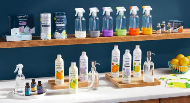 grove concentrates, spray bottles, and soaps