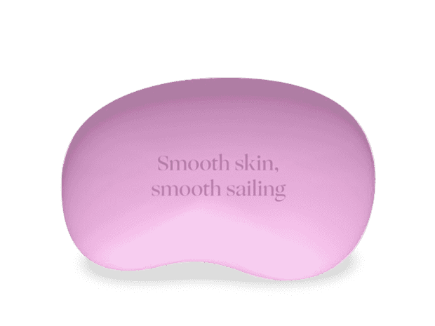 image of pink bar soap that says "smooth skin, smooth sailing"