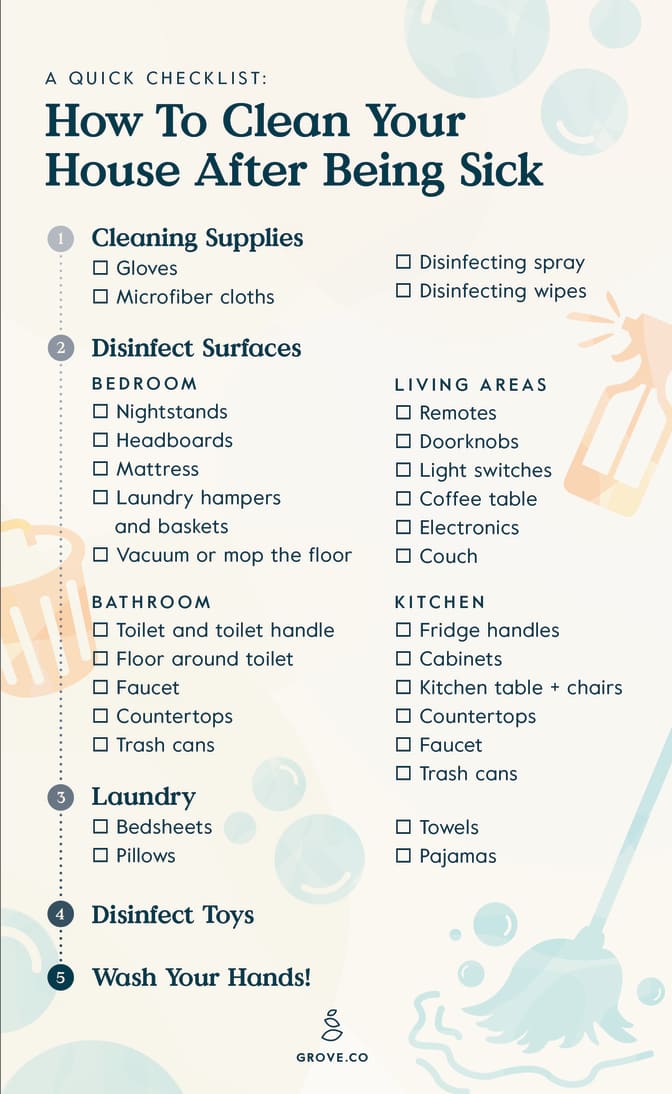 Checklist for cleaning home after illness
