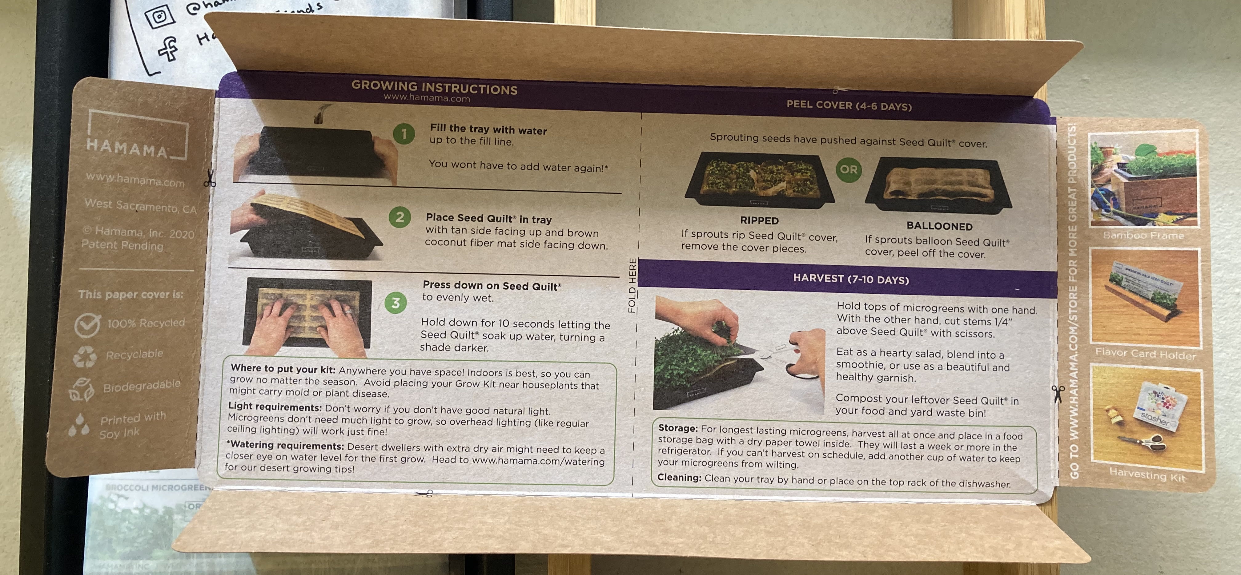 Photo of Hamama Microgreens Grow Kit instructions