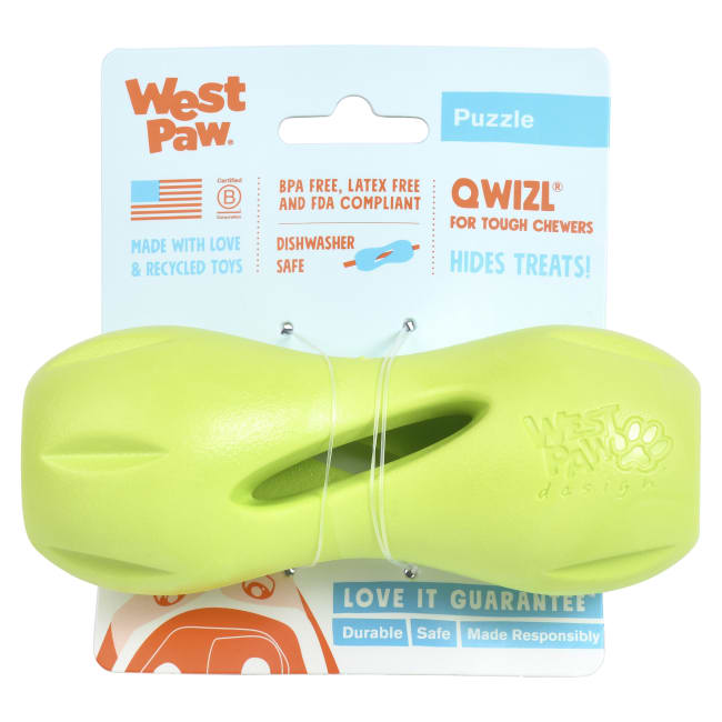 West Paw Qwizl Tough Treat Dispensing Dog Chew Toy, Blue. Shop of Toys for  pets!