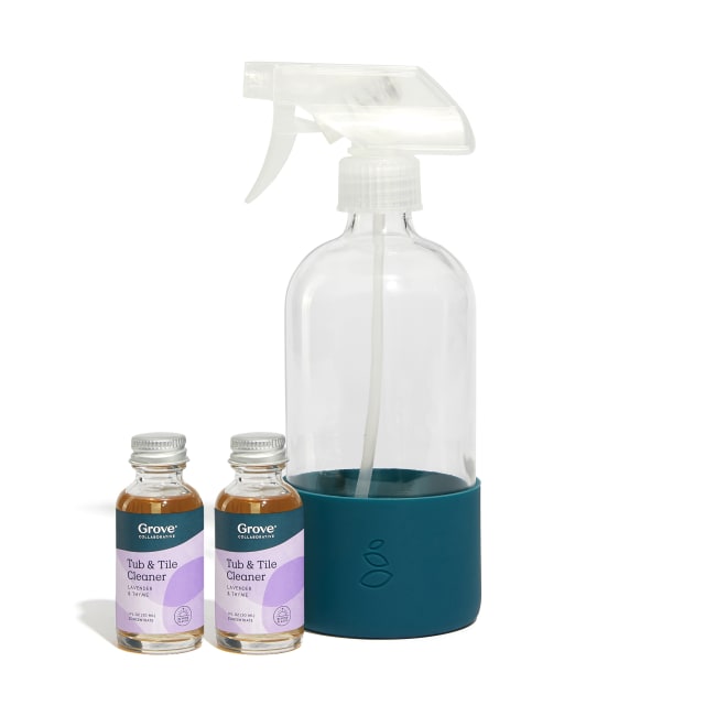 Tub & Tile Cleaner Concentrate + Reusable Cleaning Glass Spray Bottle -  Slide & Snap