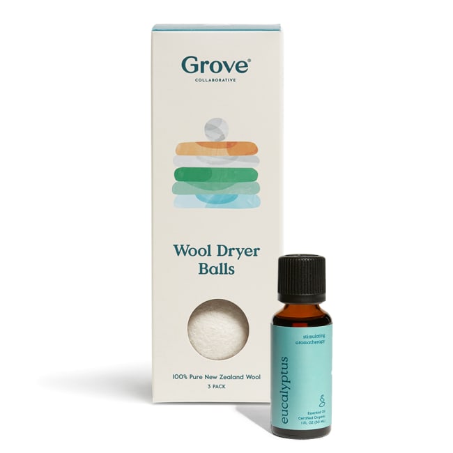 Grove Co. Wool Dryer Balls & Eucalyptus Essential Oil Set