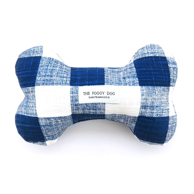 The Foggy Dog Navy Blue Gingham Dog Squeaky Toy