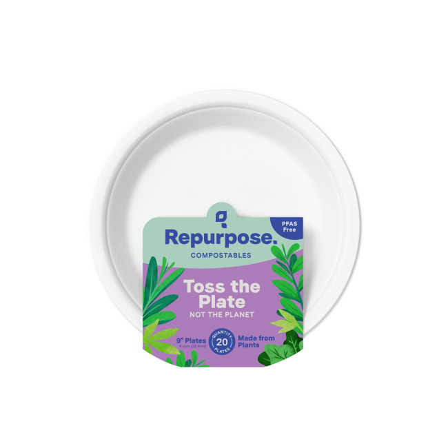 100% Compostable 9 Heavy-Duty Paper Plates Eco-Friendly Disposable Plates  20 Ct