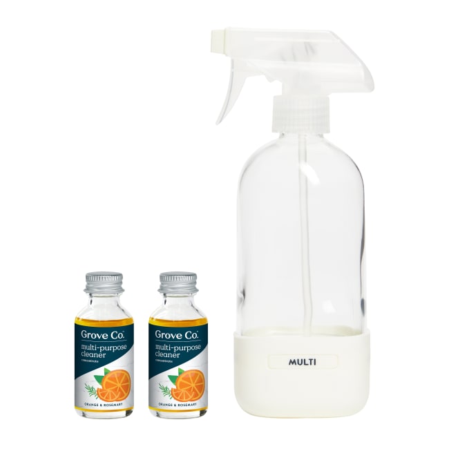 True & Tidy Glass Cleaner Spray Bottle with Built-in Squeegee 