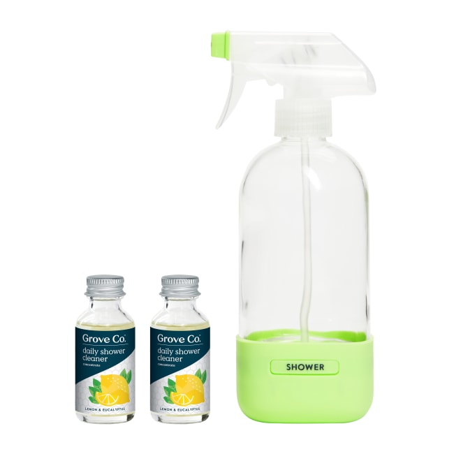 Daily Shower Cleaner Concentrate + Reusable Cleaning Glass Spray Bottle -  Slide & Snap