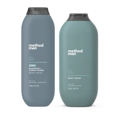 Method Men's - Sea + Surf Body Wash 18 Ounce & Sea + Surf Exfoliating Bar  Soap, 6 oz - Set of 2