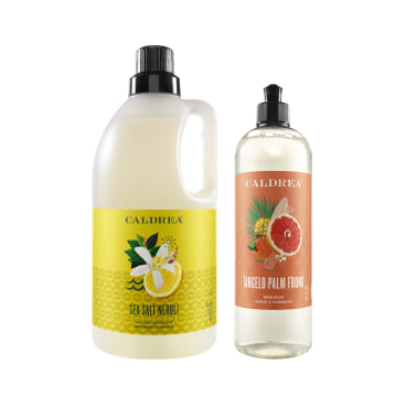 Caldrea, Rosewater Driftwood, Scrub + Shine Set, Contains (1) Multi-Surface  Countertop Spray Cleaner, (1) Liquid Dish Soap, (1) Liquid Hand Wash Soap