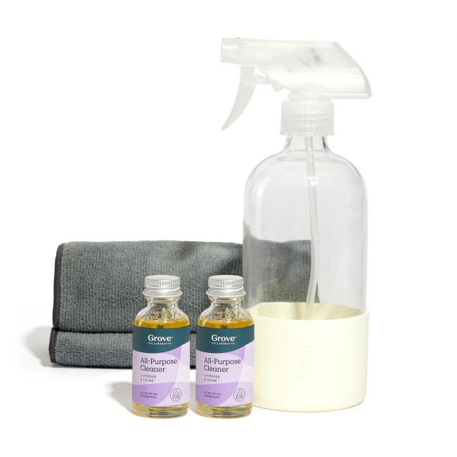 All Purpose Cleaner Concentrate, Glass Spray Bottle & Microfiber Cloths -  Plastic-Free