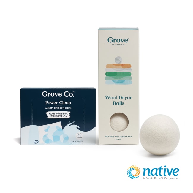 Grove Co. Laundry Detergent Sheets, Wool Dryer Balls + US Grassland