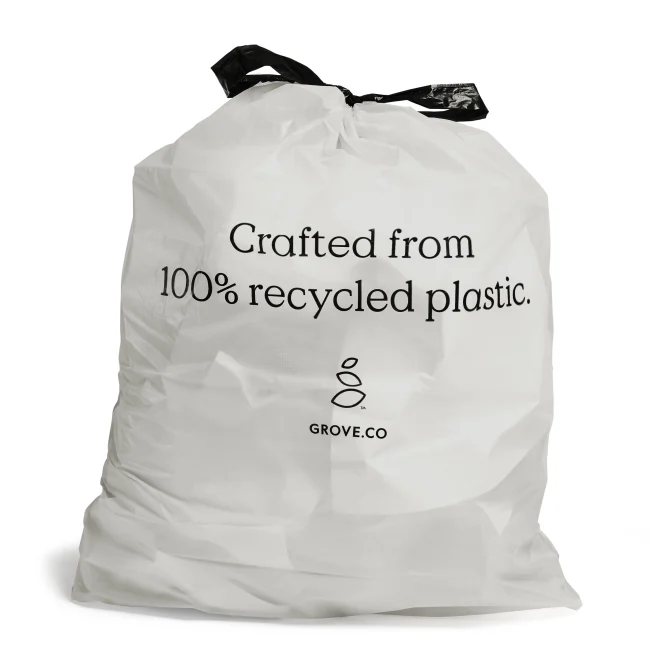 100% Recycled Plastic Trash Bags - Drawstring Top