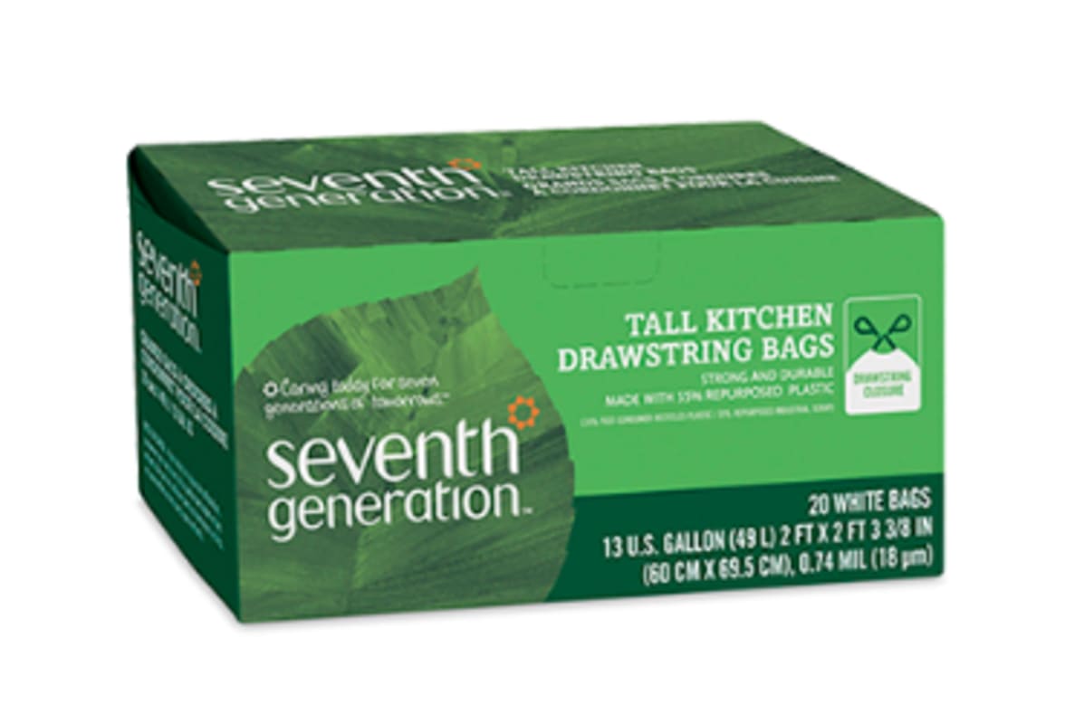 Seventh Generation 13 Gal Tall Kitchen Drawstring Trash Bags