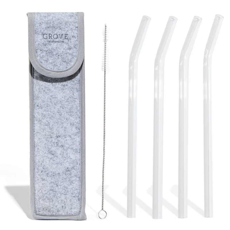 Reusable Drinking Glass Straws, Portable Glass Straw with Case