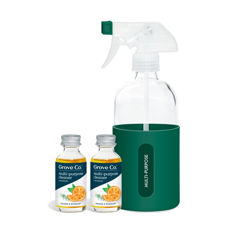 Grove Co. Multi-Purpose Cleaner Concentrate + Reusable Cleaning Glass Spray  Bottle - Slide & Snap