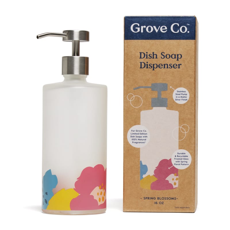 Grove Co. Dish Soap Glass Dispenser With White Silicone Sleeve
