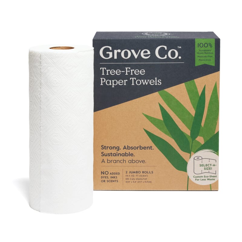 Aware 100% Bamboo Paper Towels, 6 Rolls, 2 Ply, FSC Certified, 150 Sheets, 900 Count, Plastic-Free